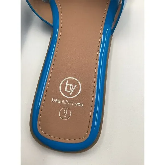 Women's Blue Rhinestone Cross Strap‎ Sandals Size 9 by Unbranded - Picture 3 of 8